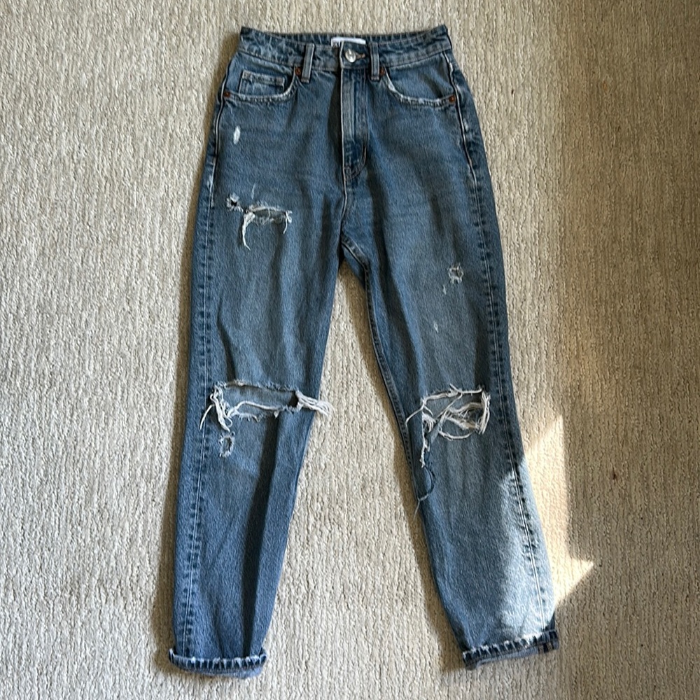 Zara Distressed Ripped Mom Jean